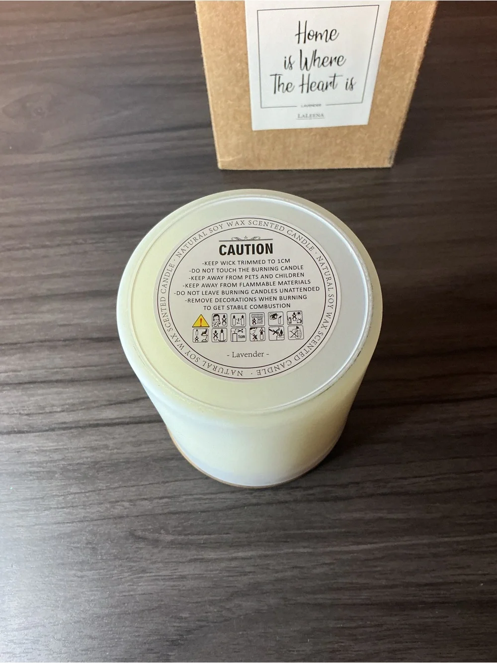 LaLeena Lavender Scented Inspirational Home Quote Candle w/ Wooden Lid NWT
